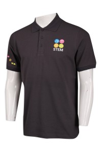 P1044 訂購男裝大碼短袖Polo恤 100％棉  VTC 教育 中心 Polo恤製造商      棕黑色